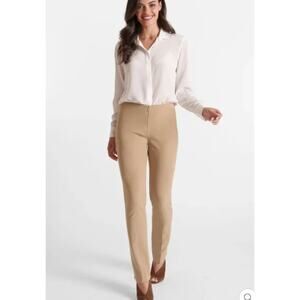 Panticular Peace of Cloth Pants Womens 30 Cream Slit Ankle Bootcut Trouser Pleat